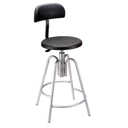 Global Industrial Polyurethane Shop Stool With Backrest Black 250789